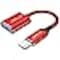 وصلة او تي جي من سلسلة ارمور جايساكس USB نوع سي ذكر (ثاندربولت 3) الى USB-A 3.0 انثى مع كابل متين النايلون المضفر بطول 0.16 متر، احمر
