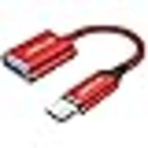 وصلة او تي جي من سلسلة ارمور جايساكس USB نوع سي ذكر (ثاندربولت 3) الى USB-A 3.0 انثى مع كابل متين النايلون المضفر بطول 0.16 متر، احمر