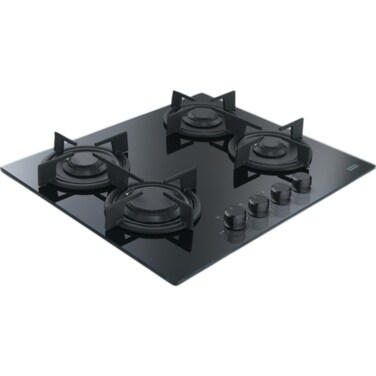 Franke Built-in Gas Hob, 60 cm, 4 Burners, Cast Iron Pan Supports, Black Glass, FHCR6044GHEBKC