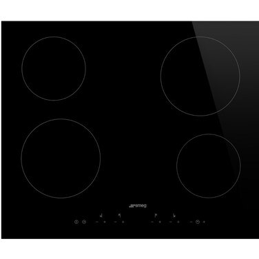 Smeg Built-in Ceramic Hob, 60 cm, 4 Zones, Black Glass, SE364TD
