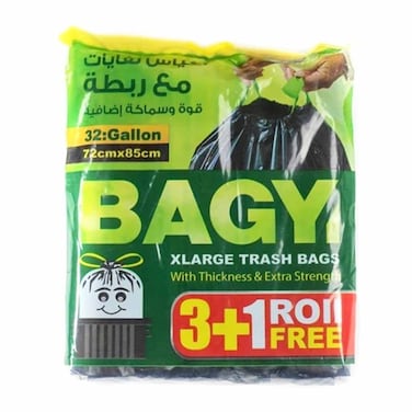 باجي أكياس نفايات مع ربطة 32 جالون 4 رول