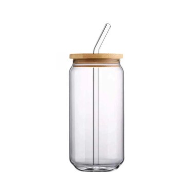 كوب زجاج مع شفاطة شرب
