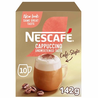 Nescafe Instant Coffee Cappuccino Unsweetened 14.2 Gram 10 Pieces