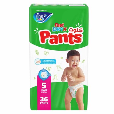 Fine Baby Diapers Pants No.5 36 Pieces