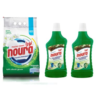 نورا مسحوق غسيل 2.750 كغم + نورا منظف متعدد الاستعمالات عدد 2