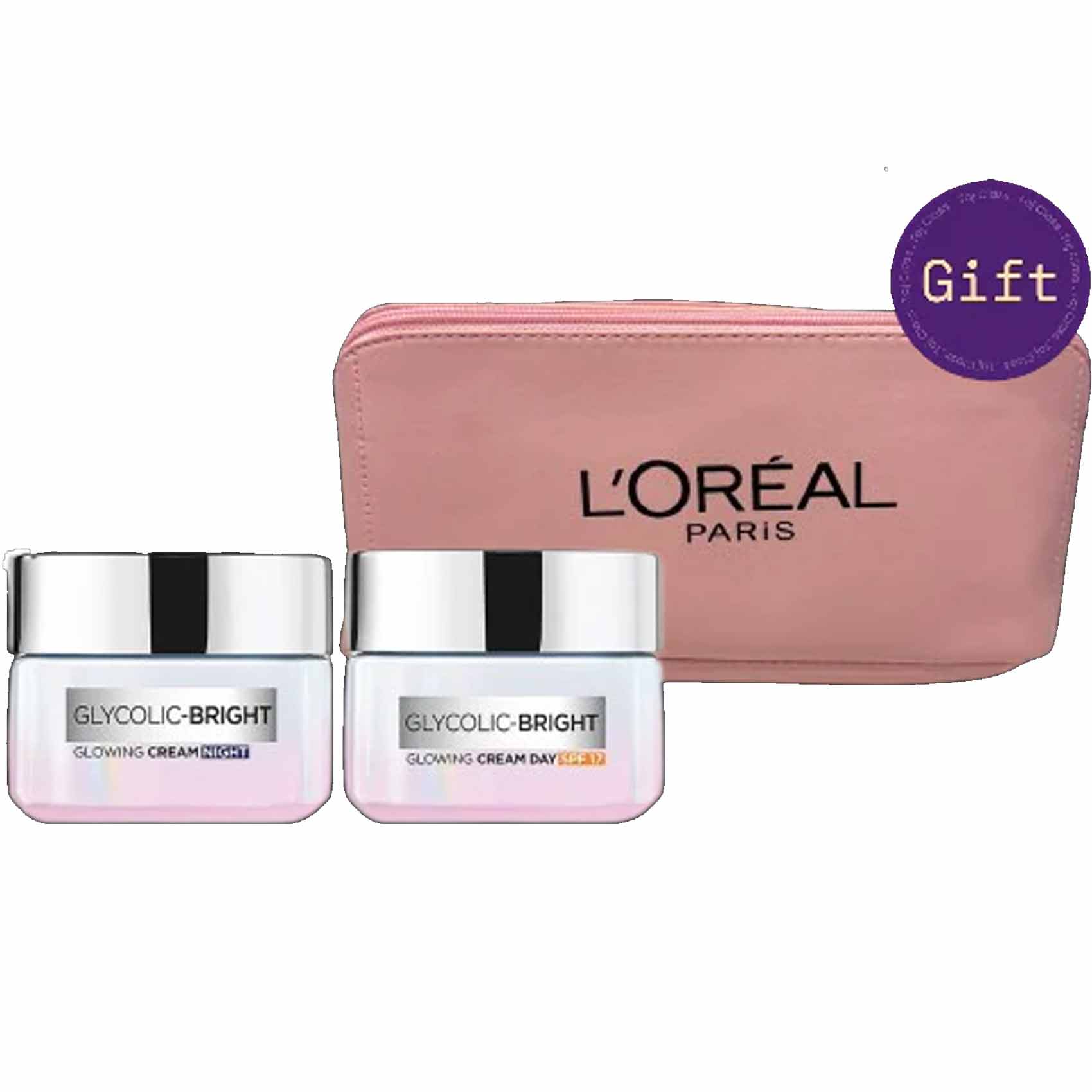 L'Oreal Glycolic Brightening Cream Day Cream + Night Cream + Bag product thumbnail 2