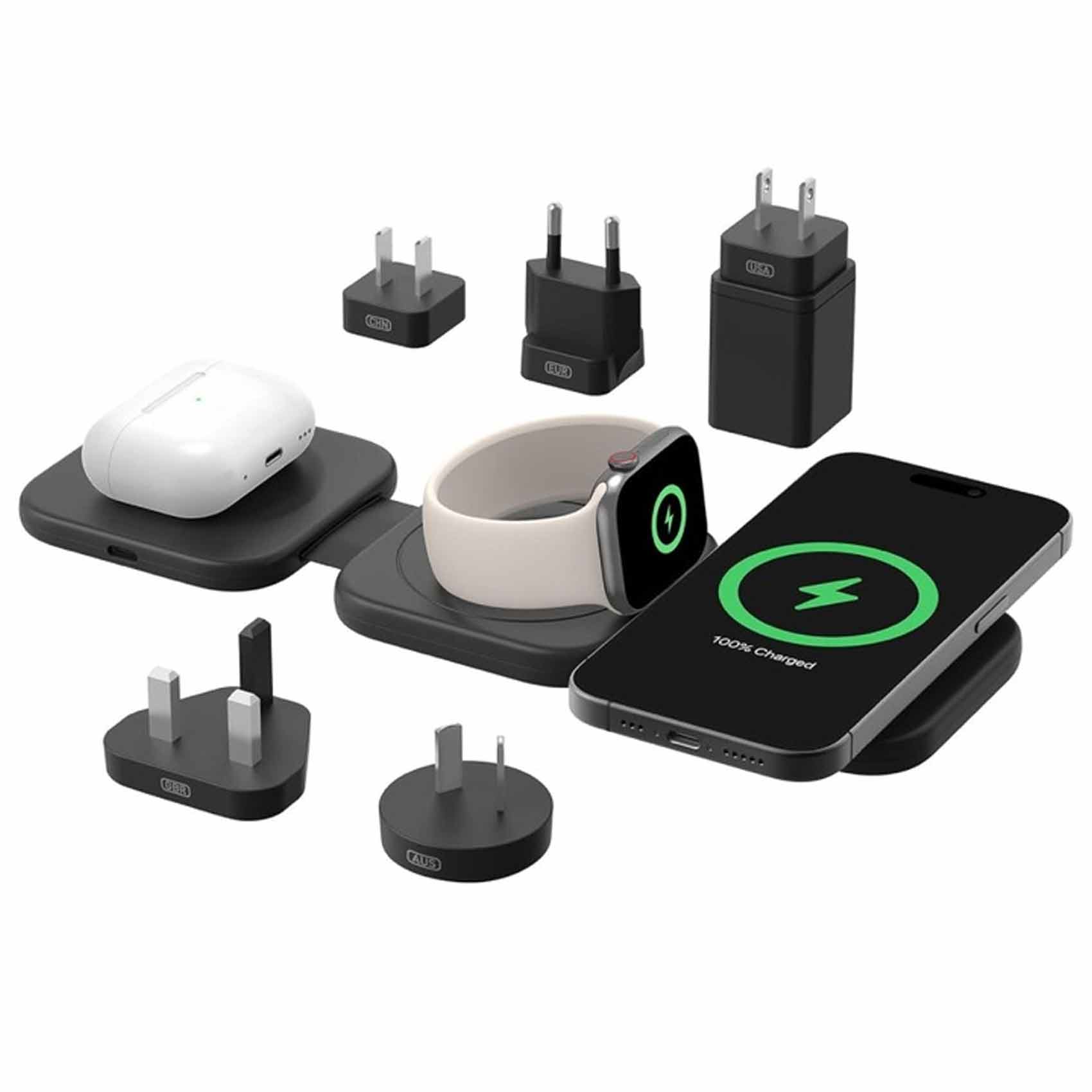 Belkin Fast Charge Pro Foldable Qi2 Certified Wireless Charger 3 In 1 Magnetic Charging Travel Pad 15 Watt Model WIZ024HQBK product thumbnail 4