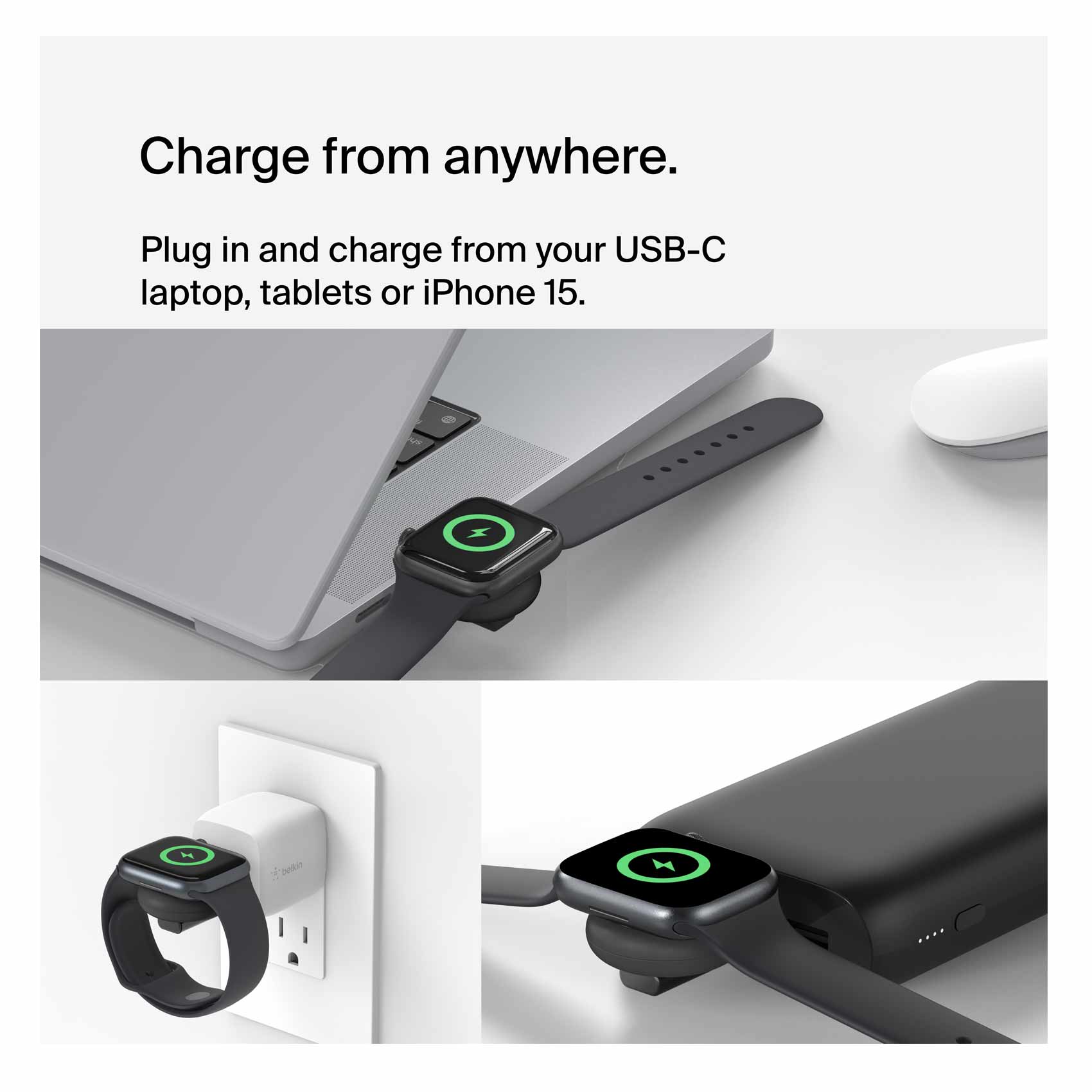 Belkin Portable Charger For Apple Watch Model WIZ022GLBK-B1 Black product thumbnail 3