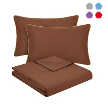 Microfiber Fitted Sheet Double Size 200 x 200 Cm With 2 Pillowcases Multi Color