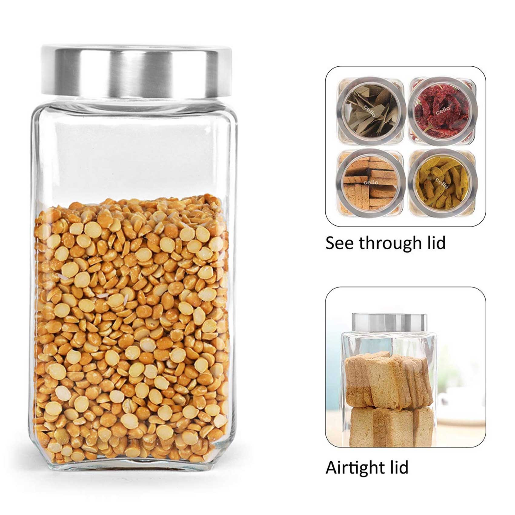 Cello Fresh Qube Glass Storage Jar 1000 Ml product thumbnail 2