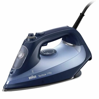 براون SI7160BL مكواة بخار 7 برو تكس ستايل  بقوة 3000 واط وسعة 300 مل قاعدة فري جلايد ثلاثية الأبعاد لون أزرق