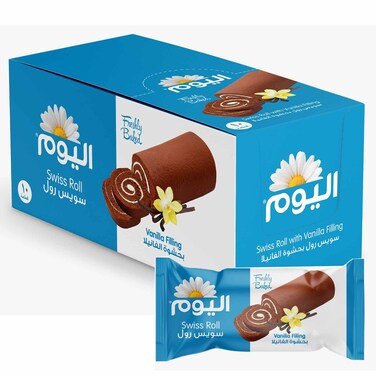 اليوم سويس رول بحشوة الفانيلا 25 غرام 12 قطعة
