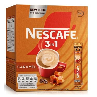 نسكافيه أظرف قهوة 3 في 1 بنكهة الكراميل 18 غرام