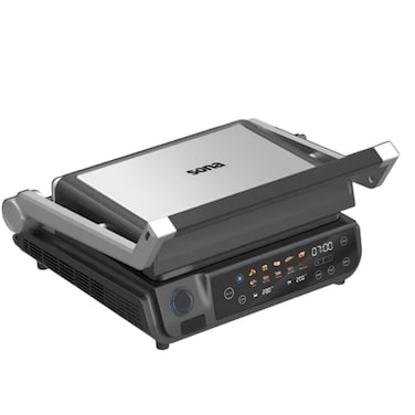 شواية سونا الكهربائية الذكية موديل SG-590D باللون الفضي محرك طهي قوي بقدرة 2000 واط بزاوية 180 درجة مزودة بـ 4 ألواح ذات أطباق غير لاصقة