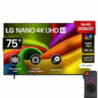 إل جي نانو تلفزيون ذكي مقاس 75 بوصة بدقة 4K يو اتش دي NU85  موديل 75NU850B6LA