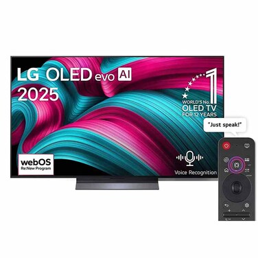 إل جي أوليد لإيفو تلفزيون ذكي مقاس 65 بوصة نوع C5 بدقة 4K ومعدل تحديث 144 هرتز مزود بـ AI ماجيك رموت ونظام webOS25 موديل OLED65C56LA