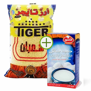 تايجر أرز متوسط الحبة 3 كغم + الكسيح جميد سائل 1 كغم