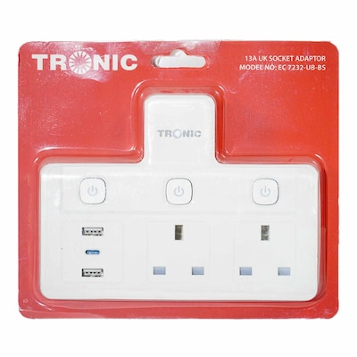 Tronic Socket 2G 2Way Uk 2Usb+Usb-C