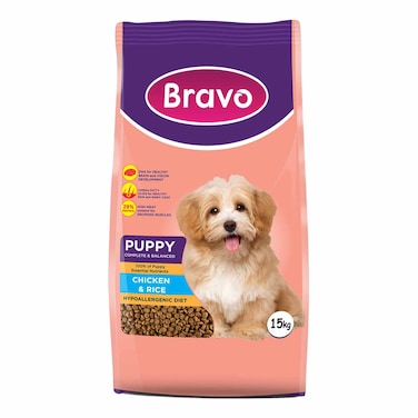 Bravo Chicken And Rice Flavour Puppy Food 15Kg