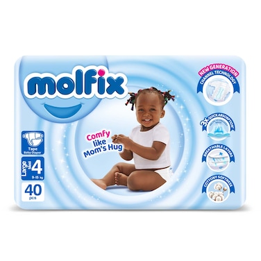 Molfix Diapers 3D 9.1Kg- 15Kg Large 40PC