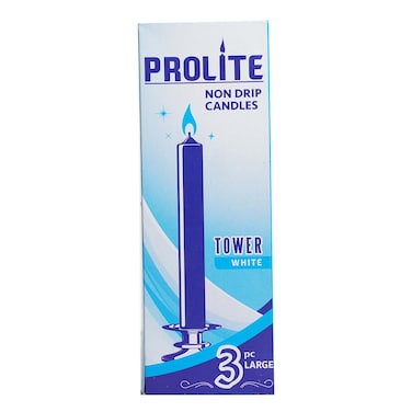 Prolite Fancy Candle Large White 3Pc