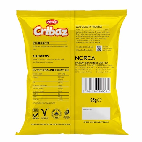 Cribaz Salted Potato Chips 95G
