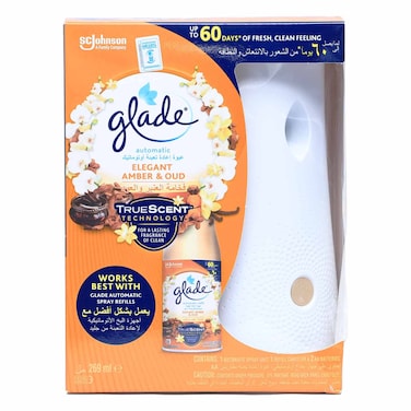 Glade Automatic Spray Holder With Elegant Amber And Oud Refill 269ml
