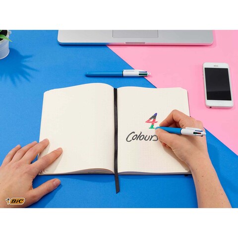 BIC 4 Colours Original Medium Retractable Ball Pens Fine Point (1.0 mm) - Blister of 1