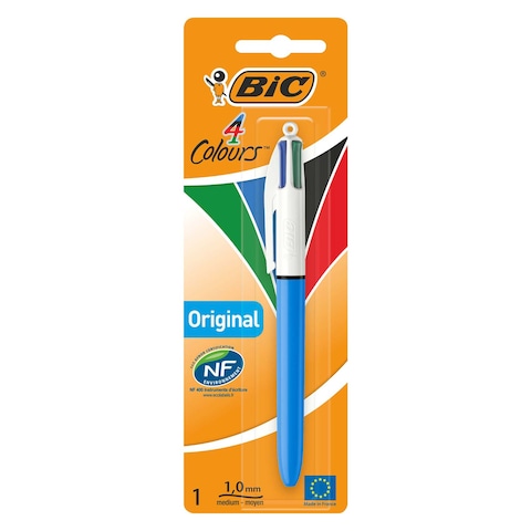 BIC 4 Colours Original Medium Retractable Ball Pens Fine Point (1.0 mm) - Blister of 1