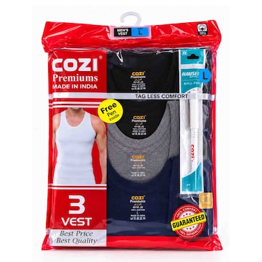 Mens Vest Cozi Premium Colours 3pcs L