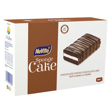 NuVita Chocolate Coated With Vanilla Cream Sponge Cake 200g