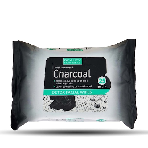 Beauty Formulas Charcoal Detox Facial Wipes 25&#39;S