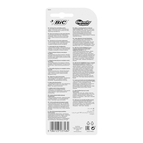BIC Gel-ocity Original Retractable Gel Pens Medium Point (0.7 mm) - Black, Pack of 2