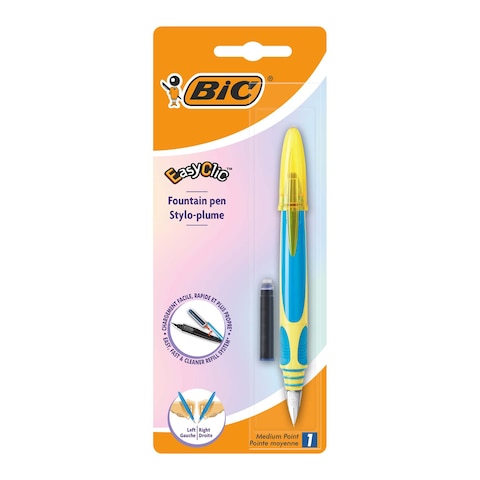BIC EasyClic Refillable Fountain Pen Blue Ink - Assorted Body Colours, Pack of 1
