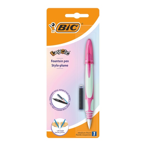 BIC EasyClic Refillable Fountain Pen Blue Ink - Assorted Body Colours, Pack of 1