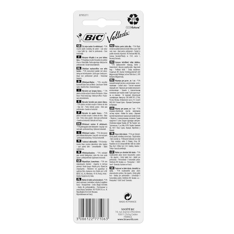BIC Velleda 1701 ECOlutions Whiteboard Pen for Dry Erase Boards Medium Bullet Nib - Blue, Pack of 1