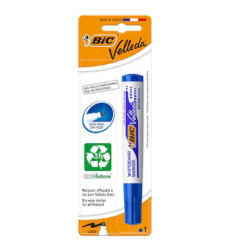 BIC Velleda 1701 ECOlutions Whiteboard Pen for Dry Erase Boards Medium Bullet Nib - Blue, Pack of 1