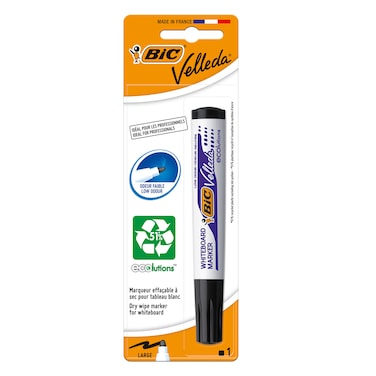 BIC Velleda 1701 ECOlutions Whiteboard Pens Medium Bullet Tip - Black, Pack of 1.