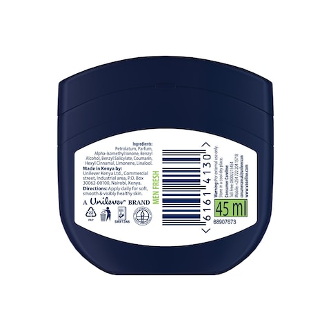 Vaseline Men Petroleum Jelly, Fresh, for Skin Moisturizing and Cooling Experience, 45ml