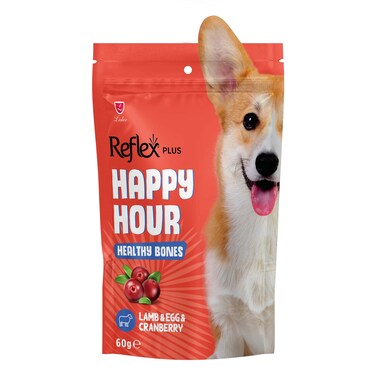 Reflex Happy Hour Dog Treat Healthy Bones &ndash; Lamb, Egg &amp; Cranberry 60Gr