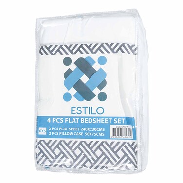 Estilo Bed sheet Plain White 6X6 King