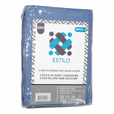 Estilo Bedsheet Plain Navy Blue 6X6 King
