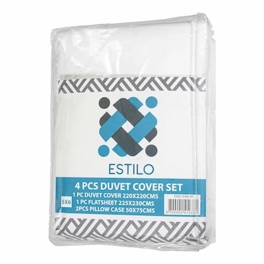 Estilo Duvet Cover Plain White 5X6 Queen