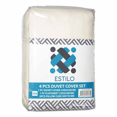 Estilo Duvet Cover Plain Cream 5X6 Queen