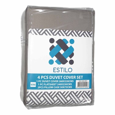 Estilo Duvet Cover Plain Grey 6X6 King