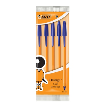 Bic Orange Fine Point 5 Blue Pens