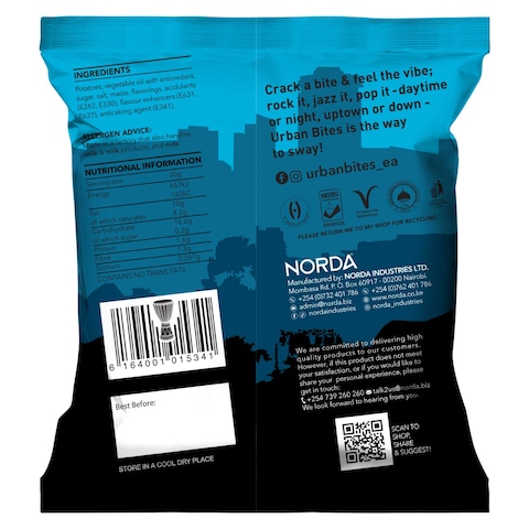 Norda Urban Bites Samba Salt And Vinegar Potato Crisps 30G