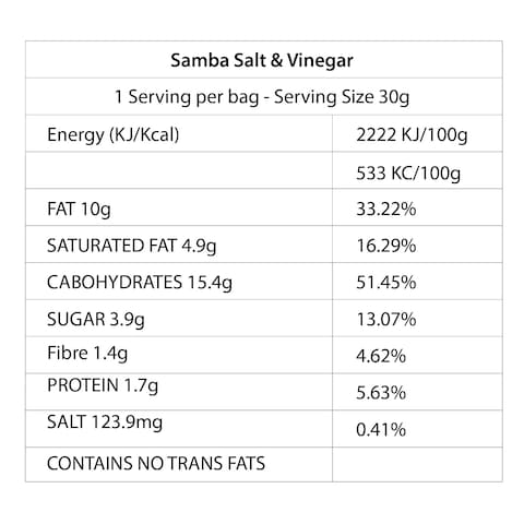 Norda Urban Bites Samba Salt And Vinegar Potato Crisps 30G