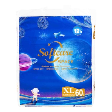 Softcare Space Diapers Extra Large size 15.1-25kg 60 Count
