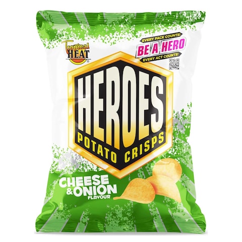 Tropical Heat Snacks Heroes Potato Chips Cheese &amp; Onion 40G